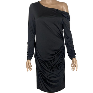 NEW ACNE STUDIOS Women's Drapy One Shoulder Mini Dress Size 8/IT 40 Black